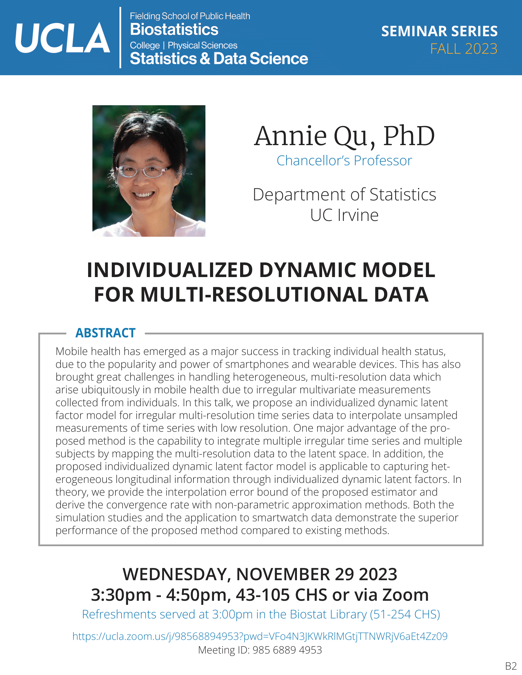 Annie Qu Seminar Flyer 11-29-23