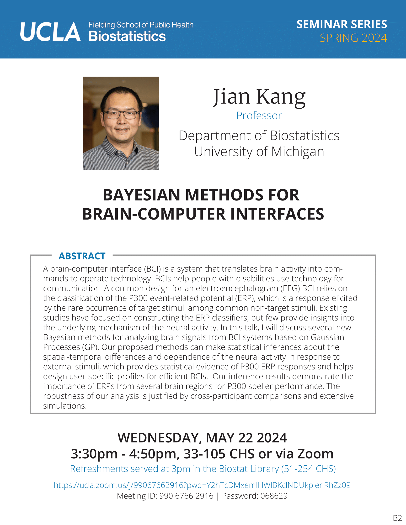 Jian Kang Seminar Flyer