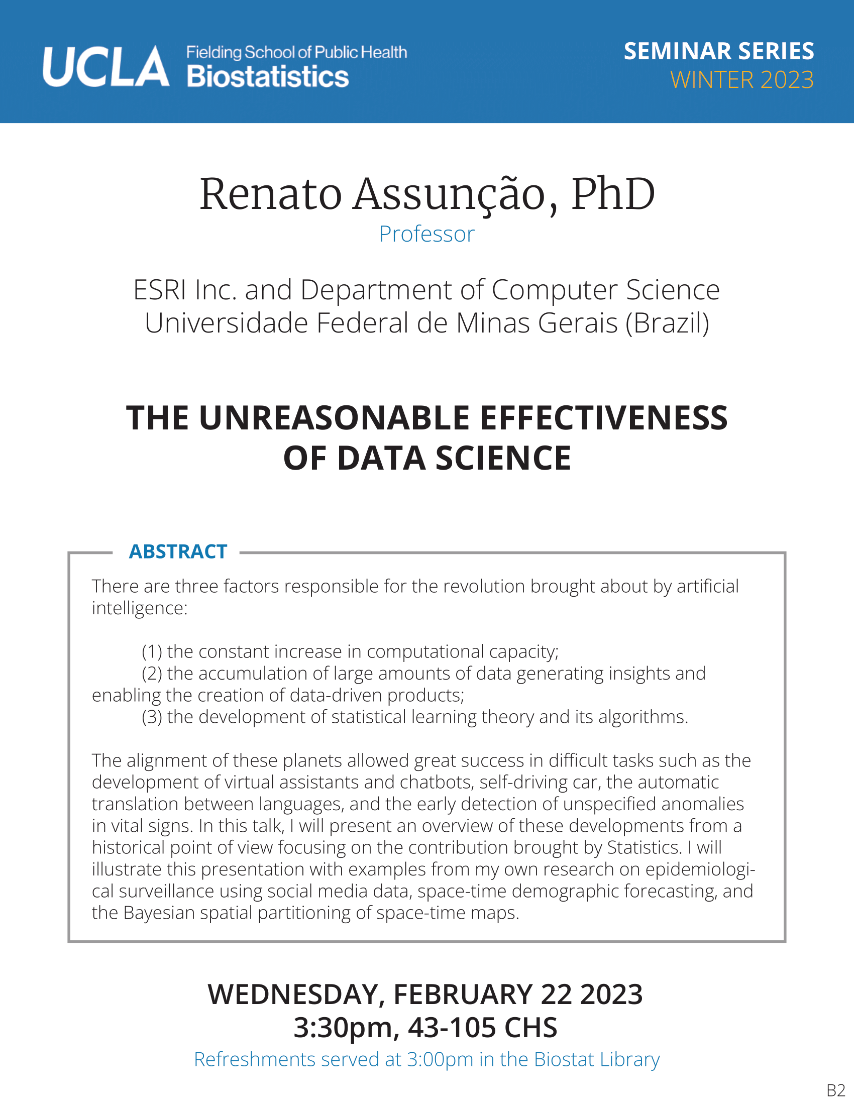 Renato Assunção Seminar Flyer 2-22-23