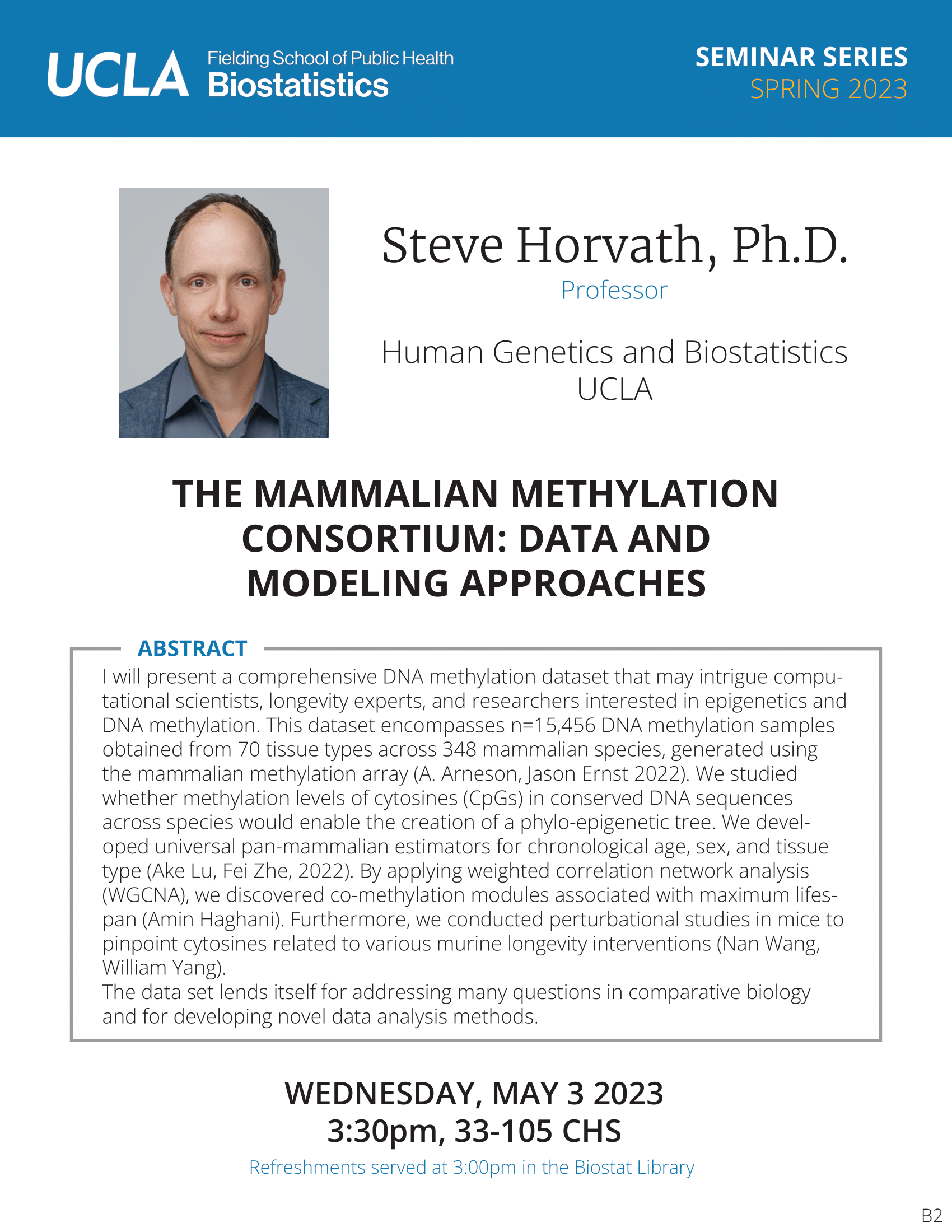 Steve Horvath Seminar Flyer 5-3-23