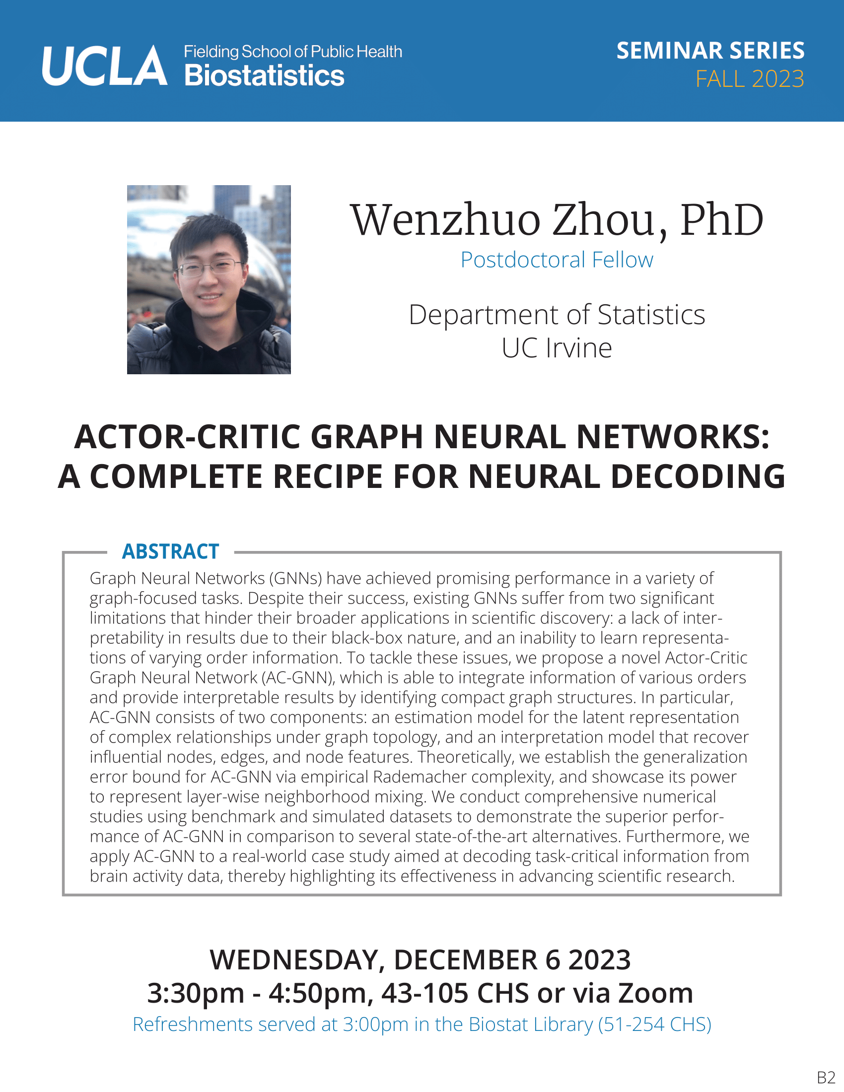 Wenzhuo Zhou Seminar Flyer 12-6-23