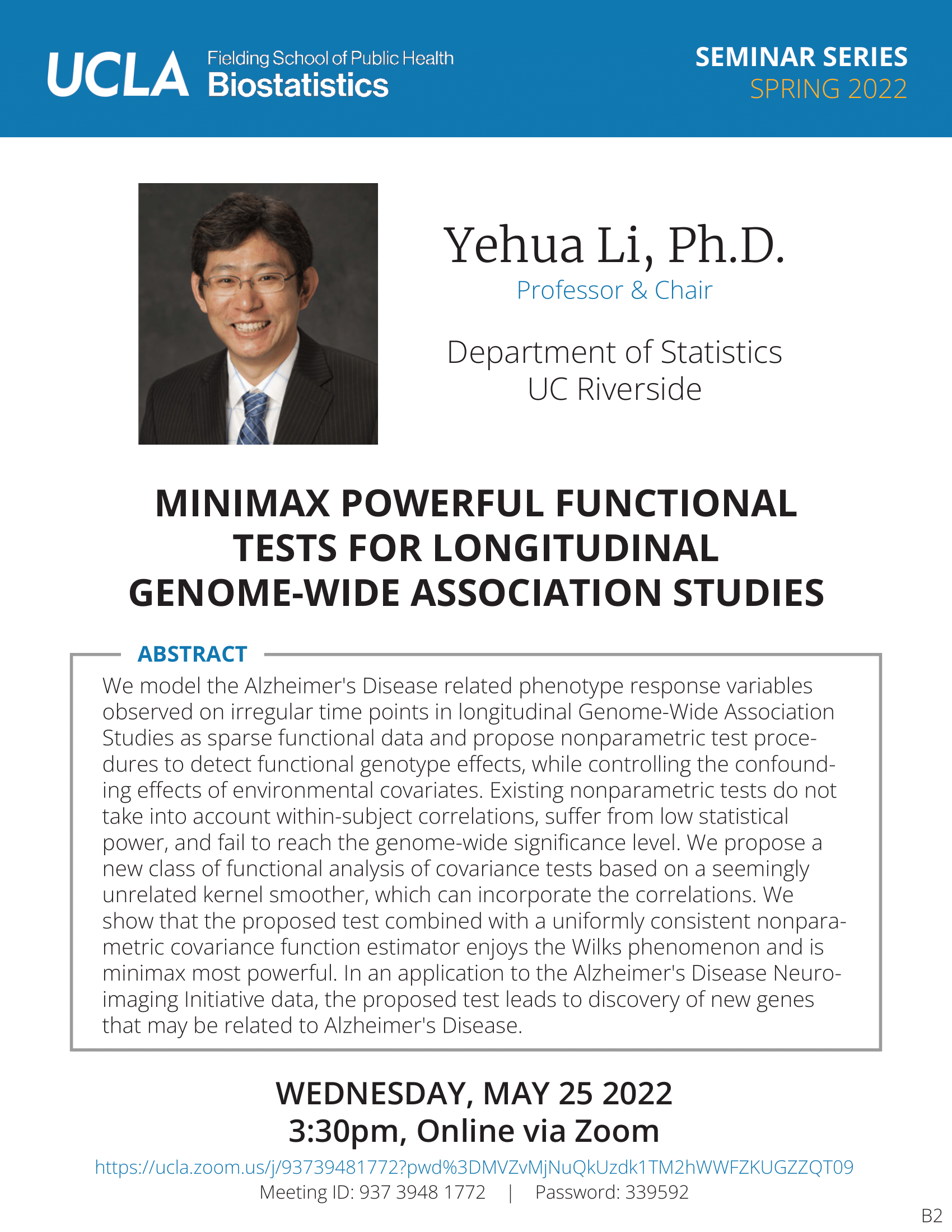 Yehua Li Seminar Flyer 5-25-22