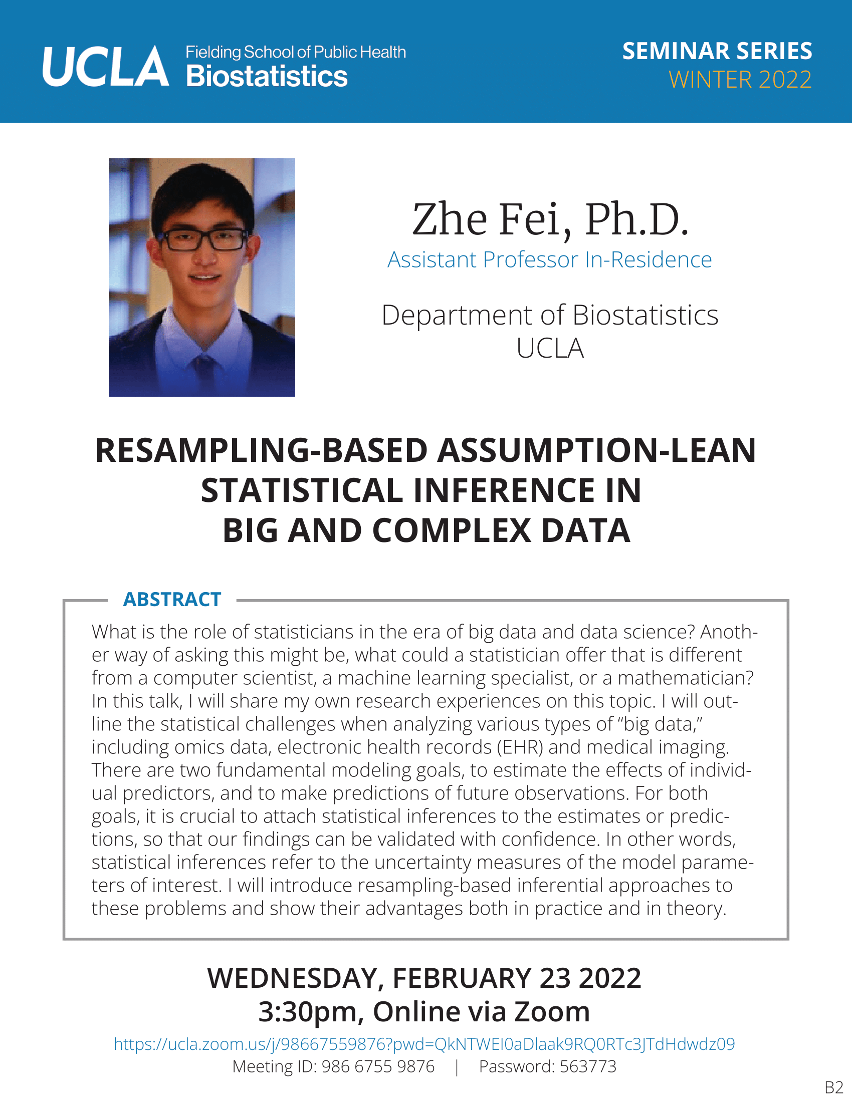 Zhe Fei Seminar Flyer 2-23-22