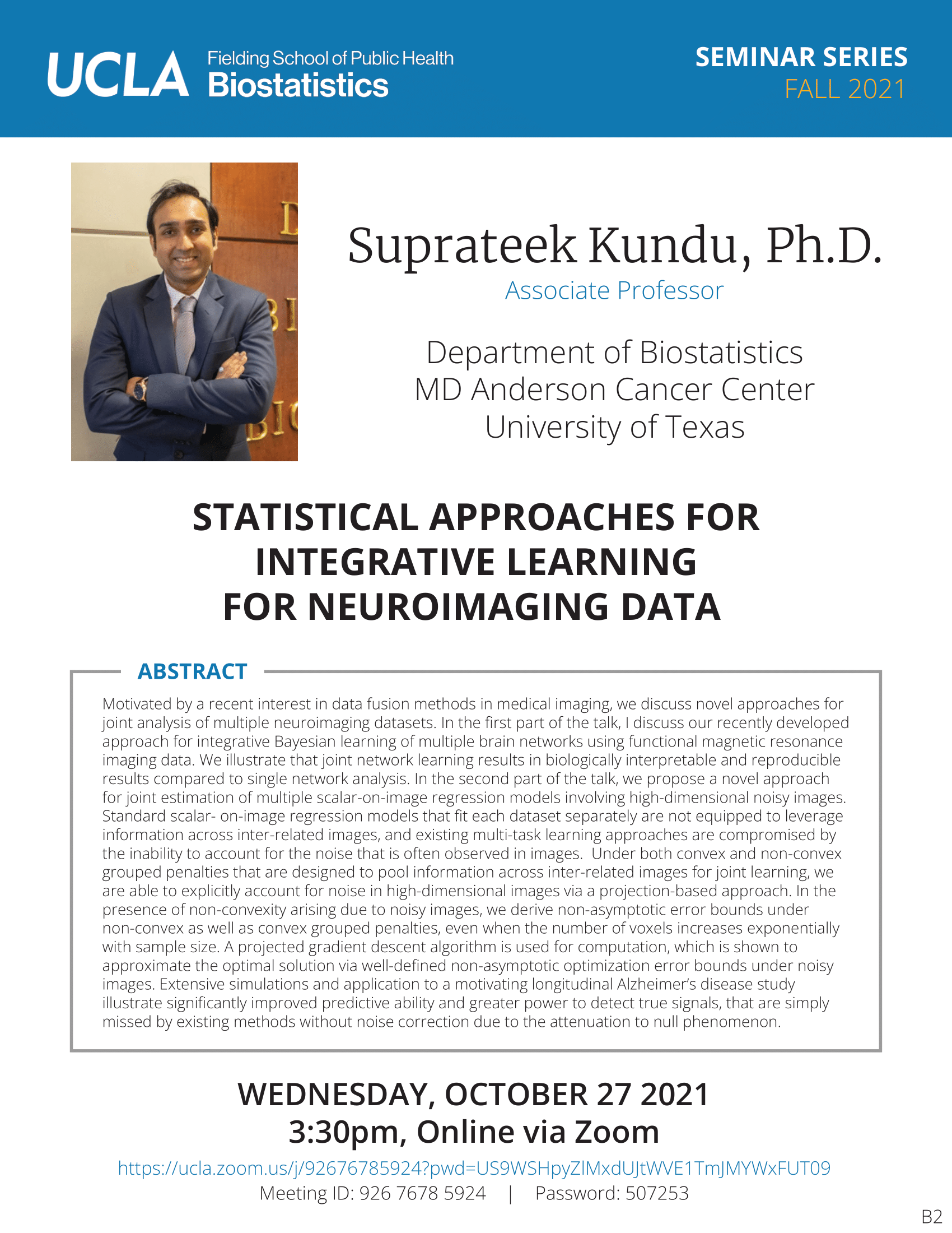 Suprateek Kundu Seminar Flyer 10-27-21