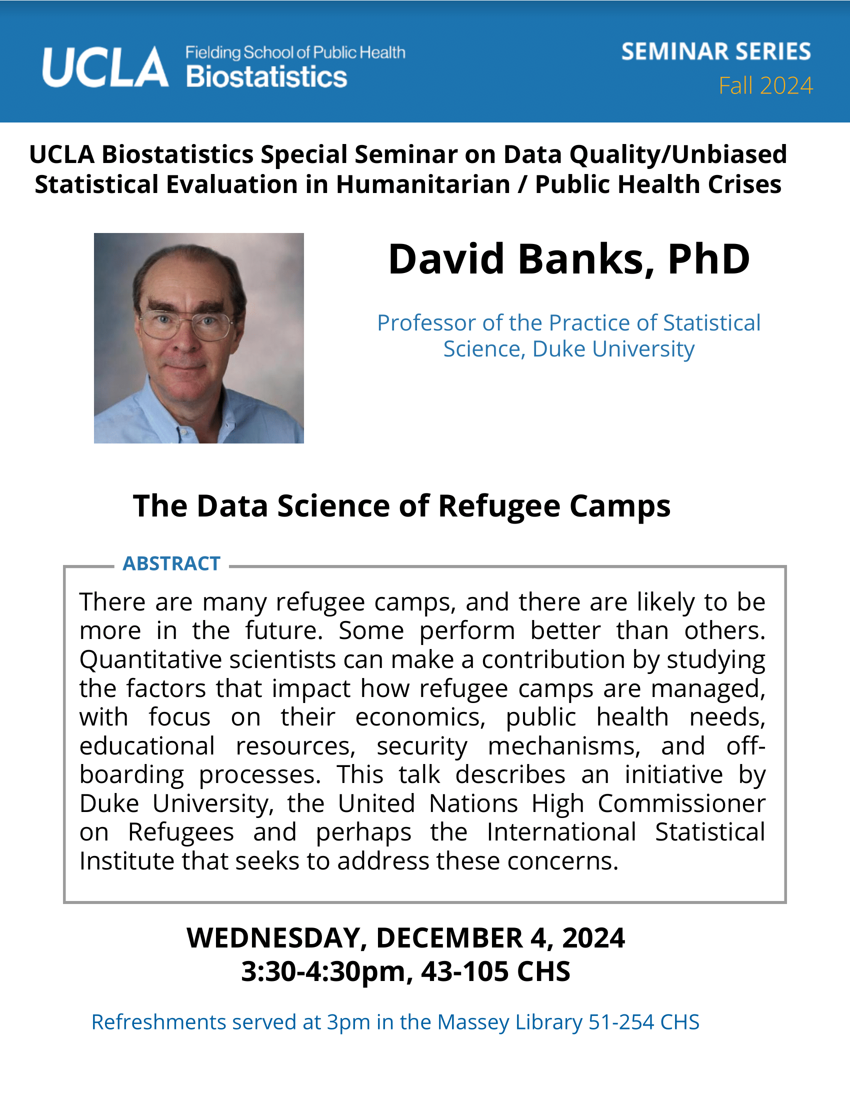 David Banks Seminar Flyer 12-4-24