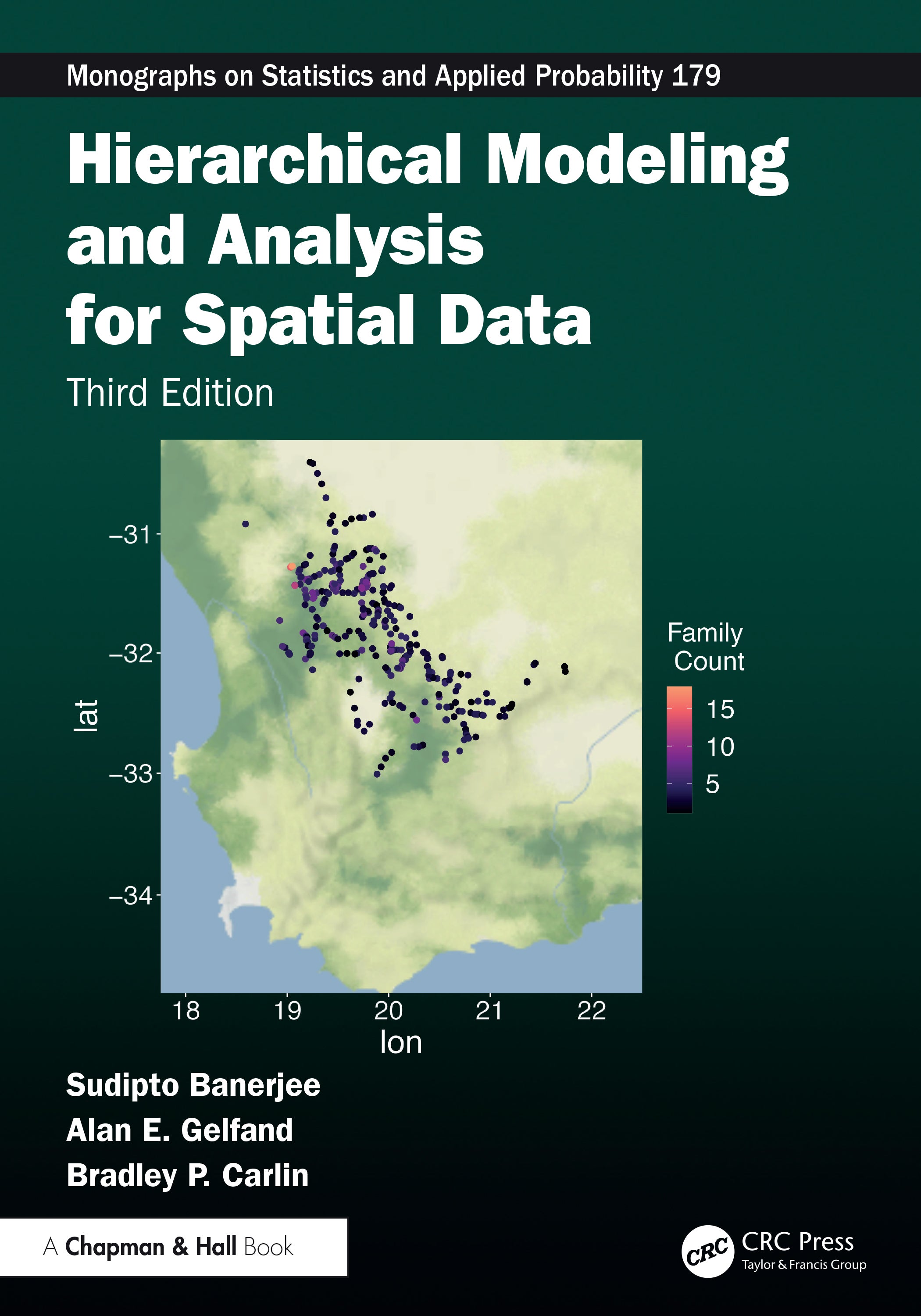 Book cover: Hierarchical Modeling and Analysis for Spatial Data