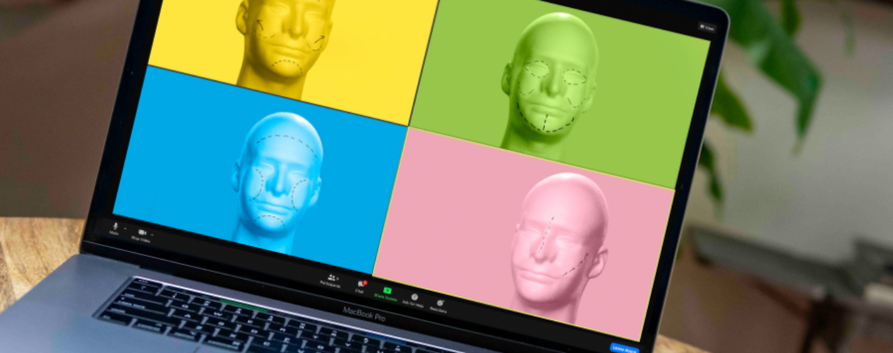 Computer screen with four plastic surgery models