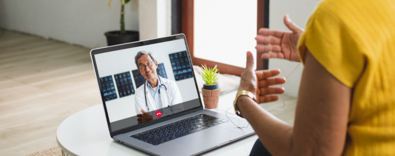 Telehealth doctor video call on computer