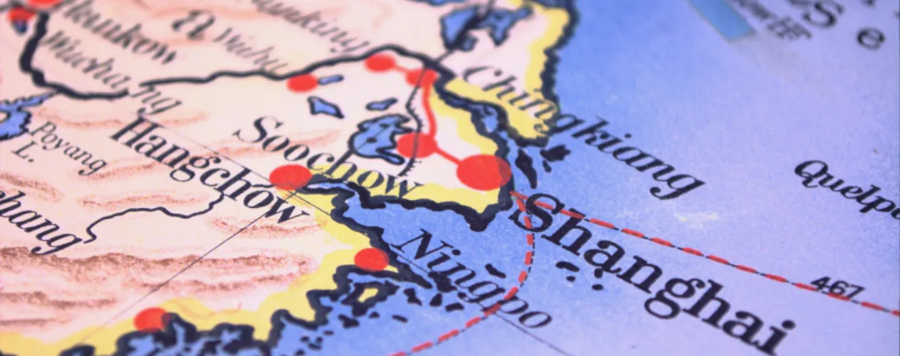 Map with pinpoint on Shanghai