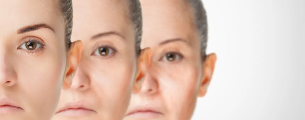 Timelapse comparison of aging woman