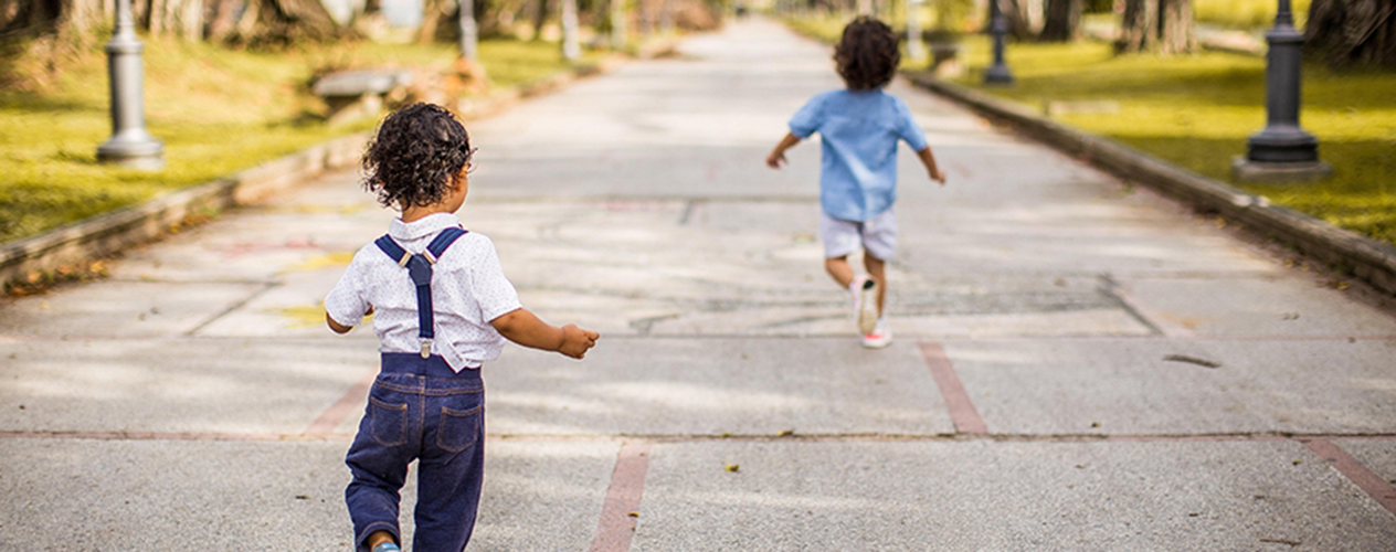 children running in a park