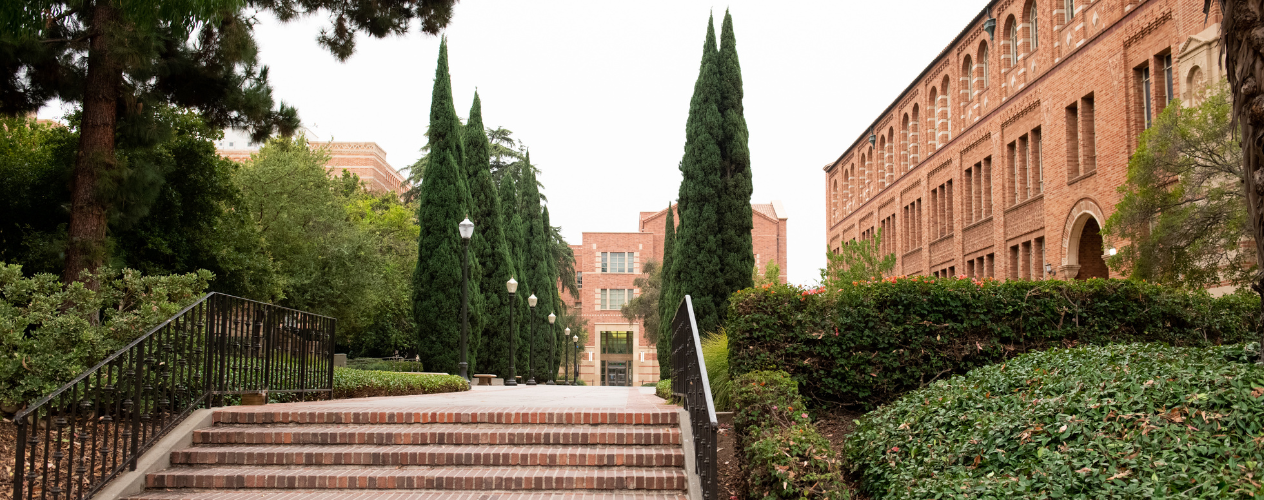 ucla campus buildings and walkway