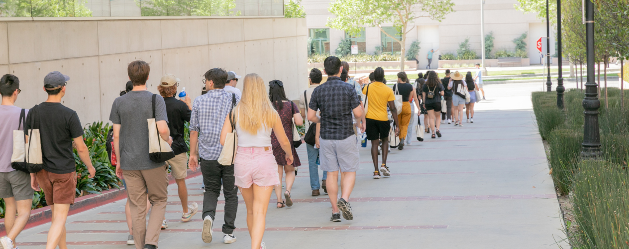 students walking on campus