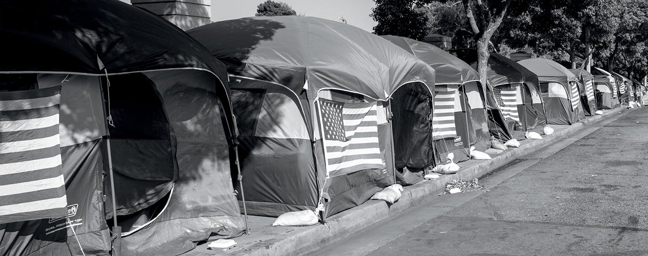 A homeless encampment 