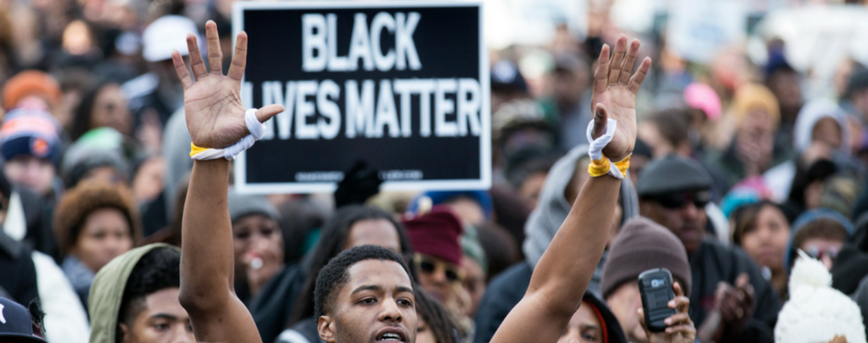 Black Lives Matter sign and protest