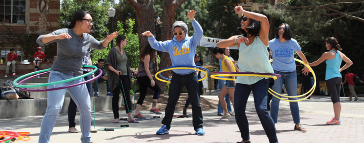 students hula-hooping