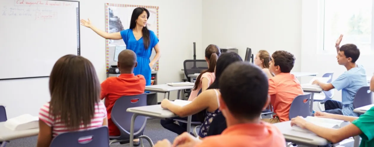 teacher and students in a classroom