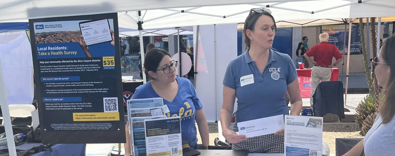UCLA researchers Cynthia Garcia, left, and Dr. Christin Batteate conducting community outreach for the Aliso Canyon Health Study