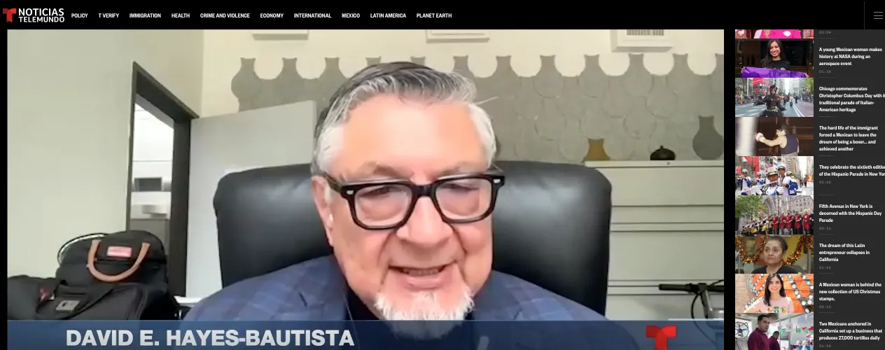 Telemundo interviewed UCLA Fielding's Dr. David Hayes-Bautista, professor in the Department of Health Policy and Management, about research that found 1 in 5 U.S. residents identifies as Latino.
