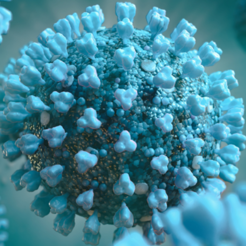 Close-up of COVID-19 virus