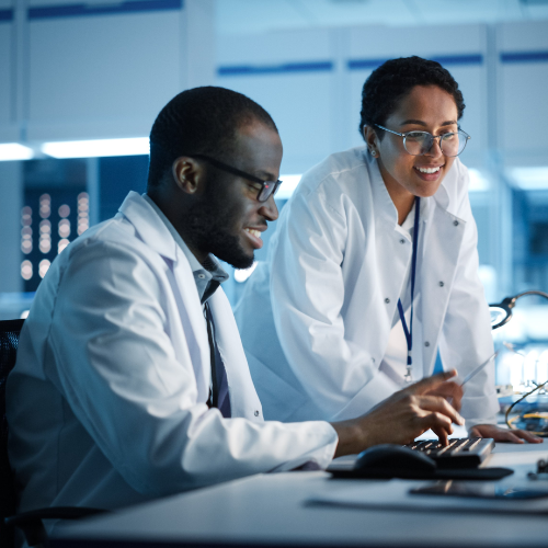 Two scientists in laboratory