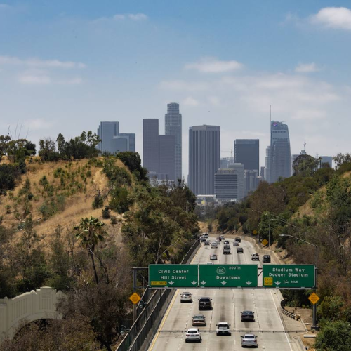 Los Angeles highway and skyline