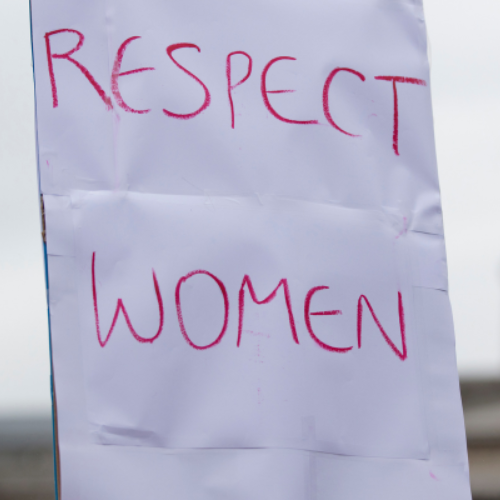 Sign saying, "Respect Women"