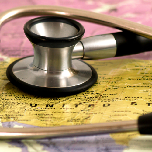 stethoscope on map of United States