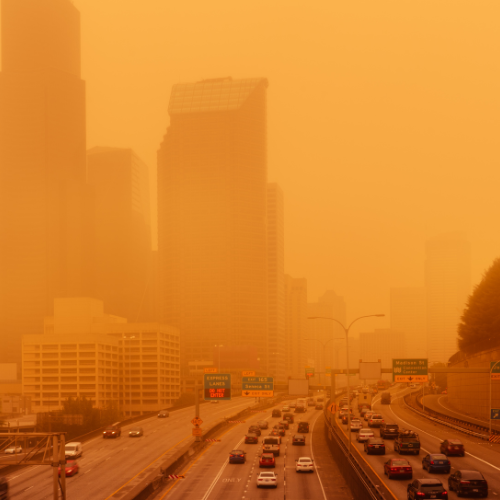 los angeles skyline smoke