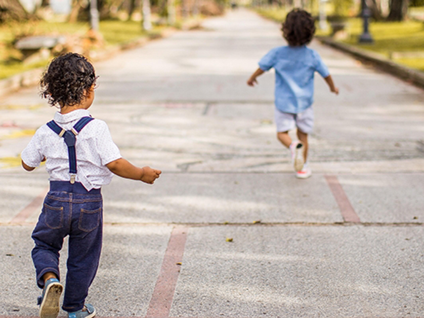 children running in a park