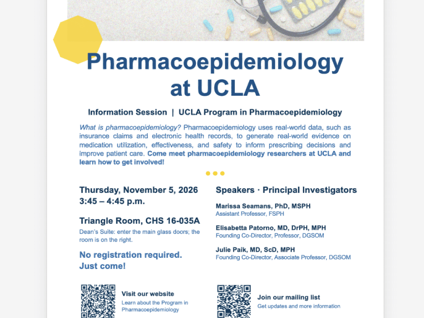 UCLA Program in Pharmacoepidemiology Information Session