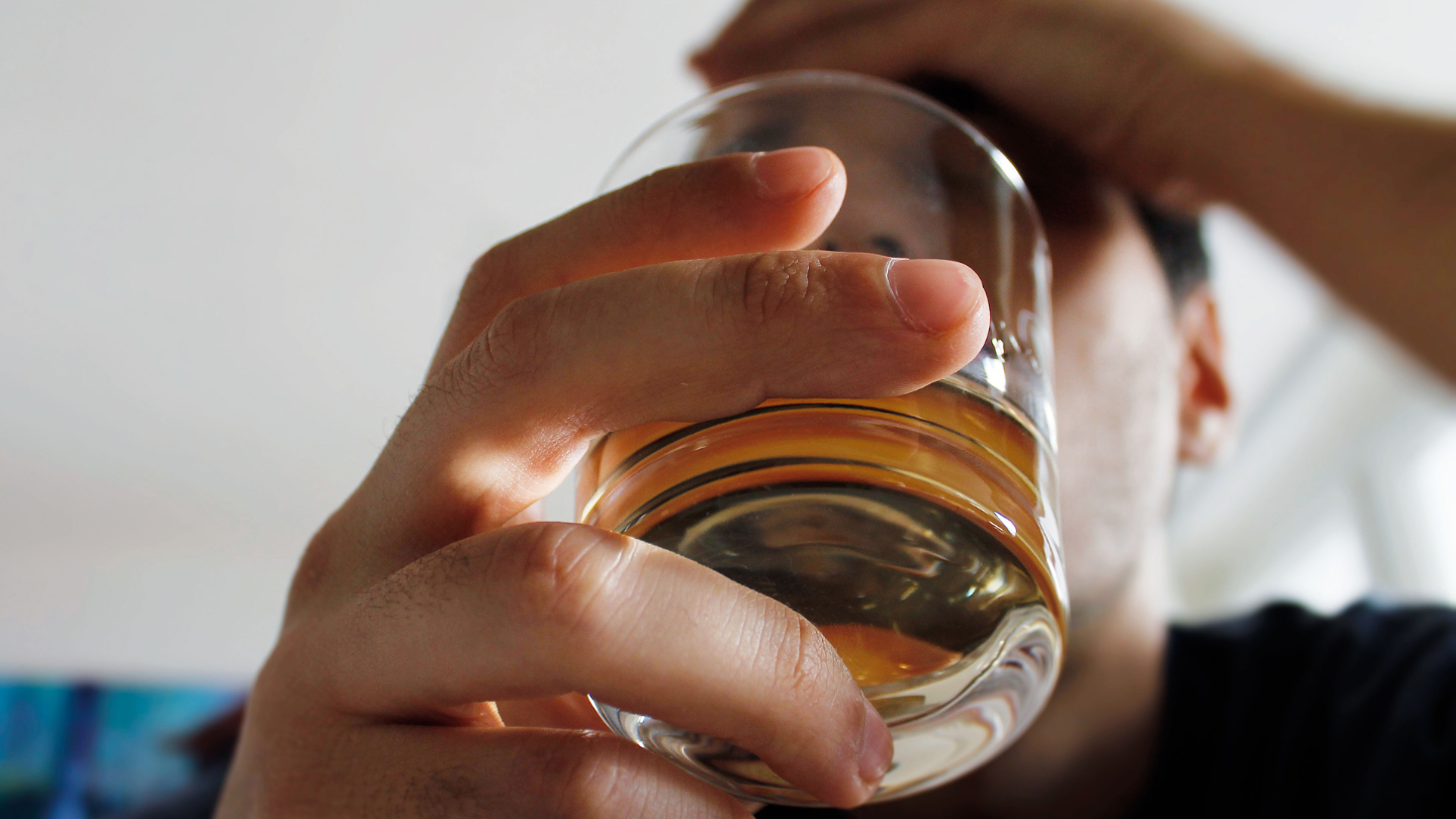 Bottom view of a glass of alcohol