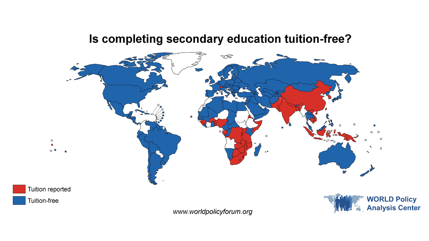 WORLD Secondary Education Tuition Map