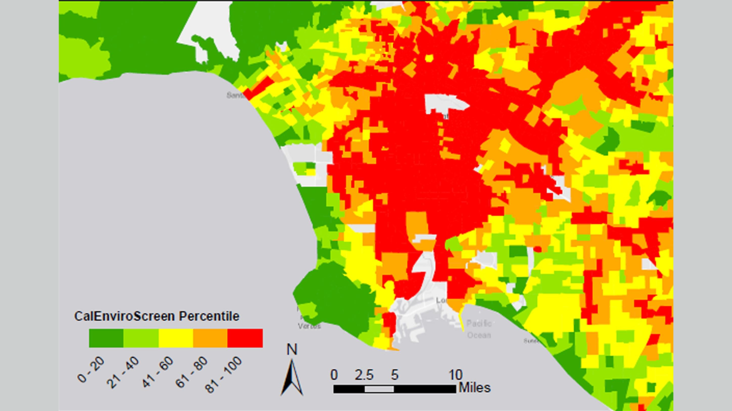 CalEnviroScreen 4.0 environmental justice vulnerability percentiles