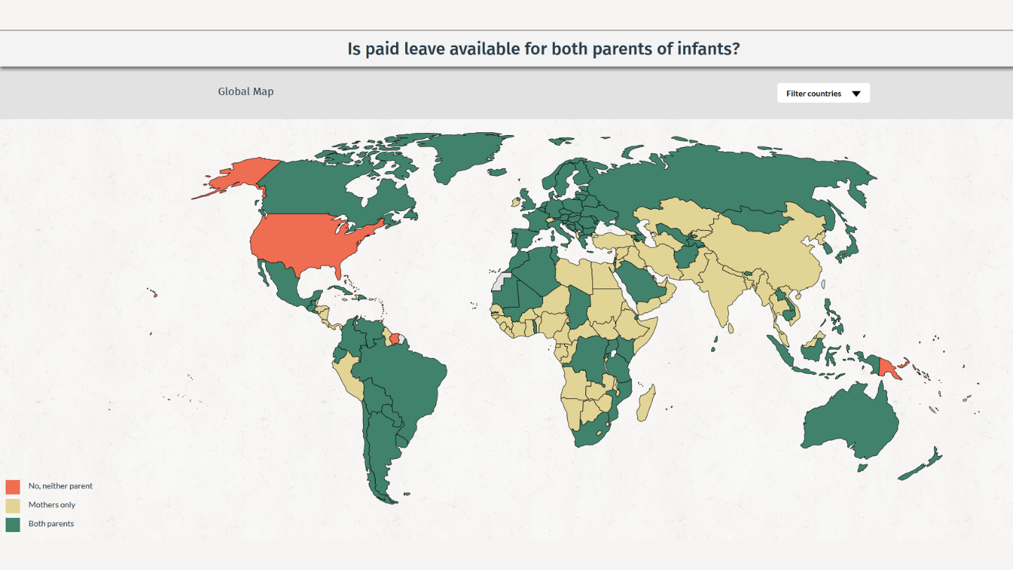 Map - Is paid leave available for both parents of infants?