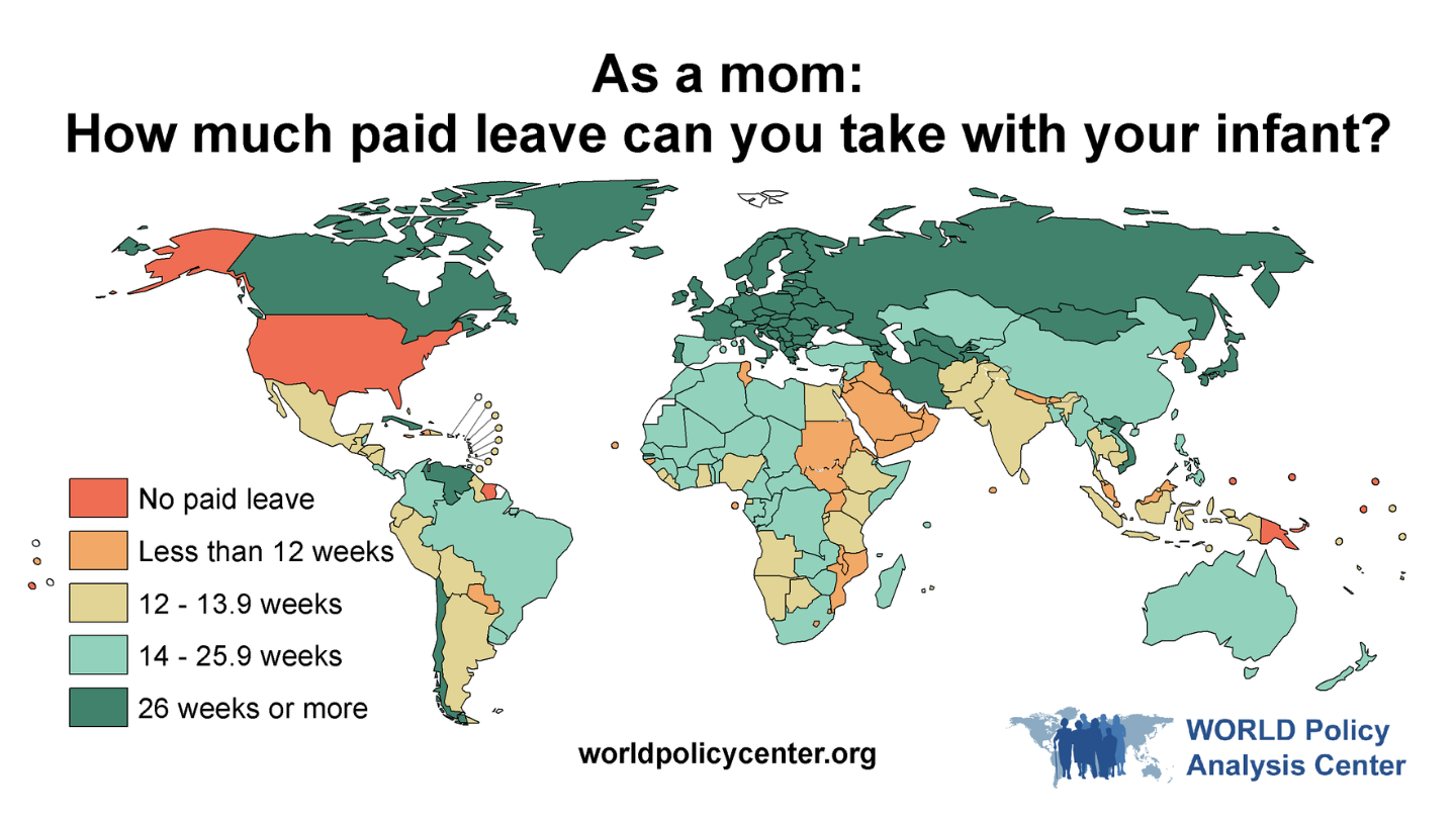 Map displaying maternal leave