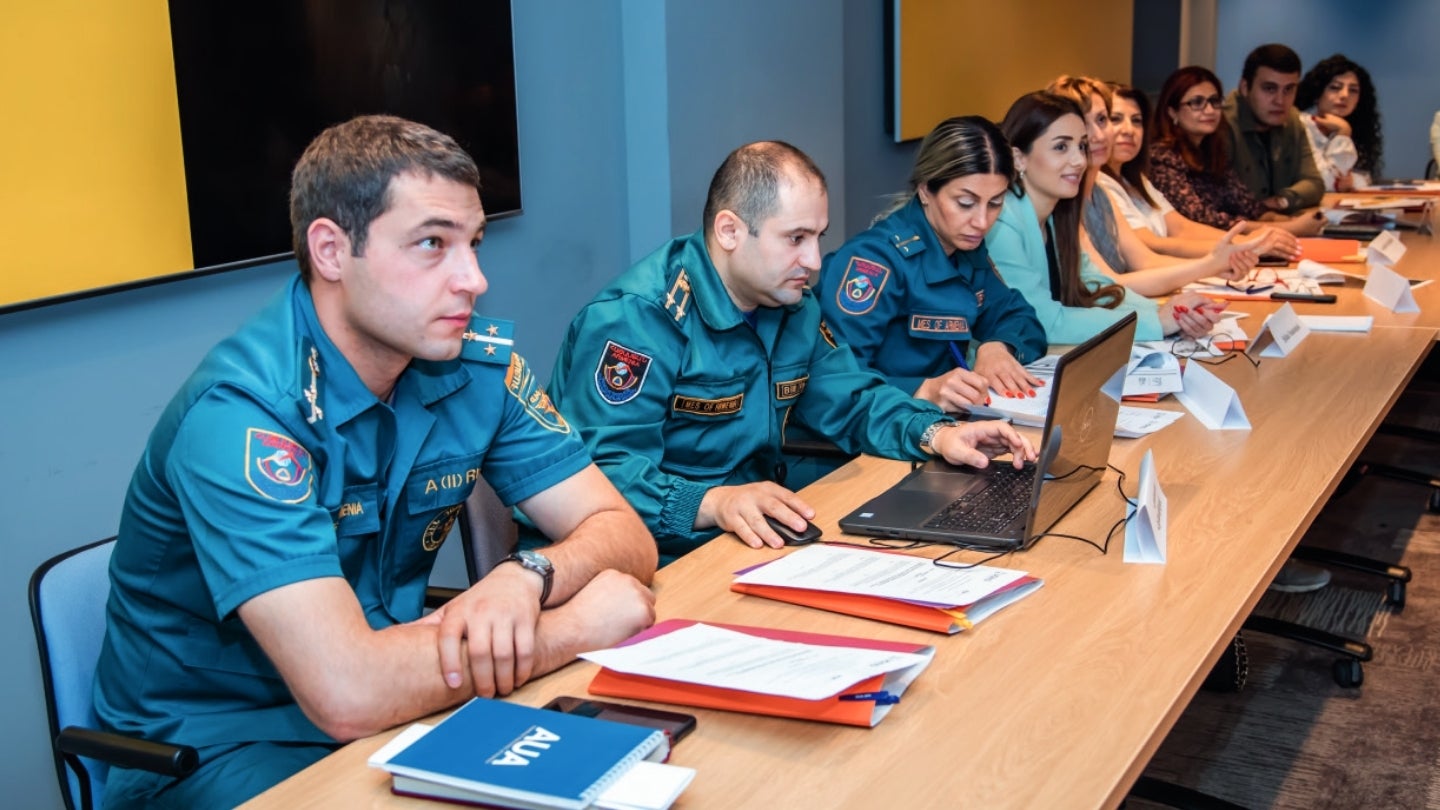 MEMBERS OF VARIOUS MINISTRIES IN THE REPUBLIC OF ARMENIA COMPLETING A TRAINING DORIAN LED ON EMERGENCY PREPAREDNESS IN 2022.