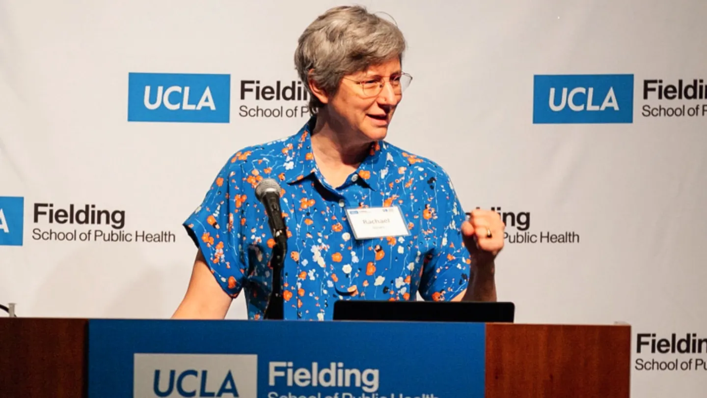 DR. RACHAEL JONES, PROFESSOR AND CHAIR OF FSPH’S DEPARTMENT OF ENVIRON- MENTAL HEALTH SCIENCES, SPOKE ON INFECTIOUS DISEASES.